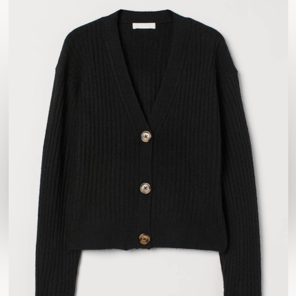H&M rib knit black cardigan